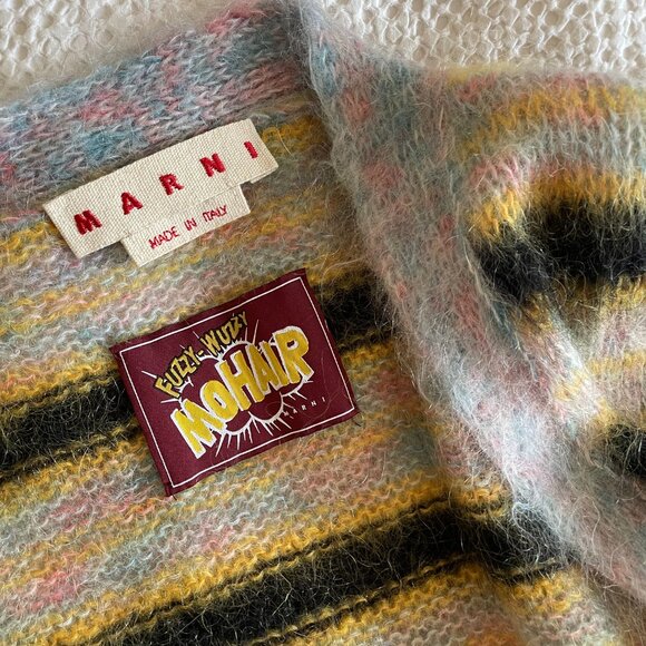 MARNI Mohair Fuzzy Wuzzy Brushed Stripe Cardigan Sweater - Picture 8 of 8